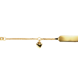 Kinderarmband 585/- Gelbgold Panzer mit Herzanhänger